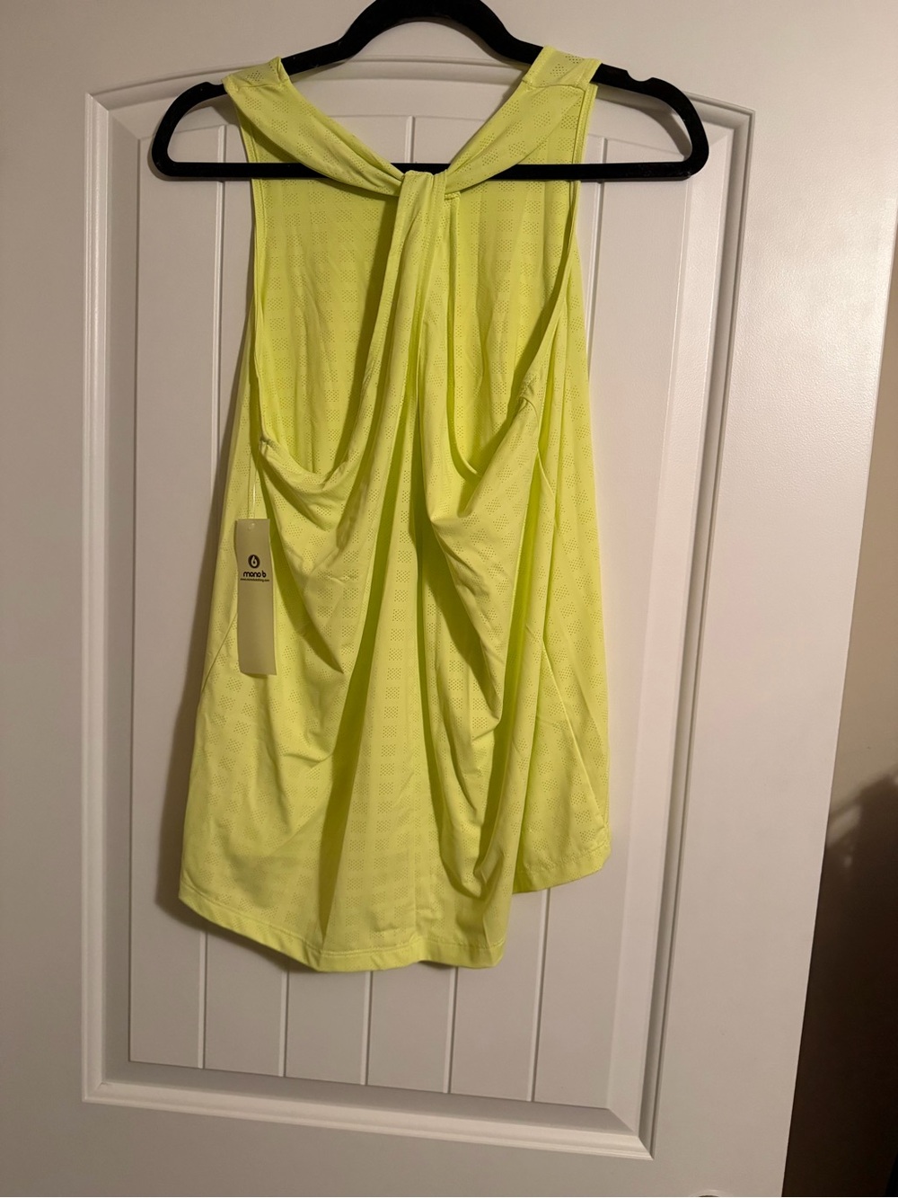 Mono B NWT Neon Yellow Perforated Twist Back Active Tank Top